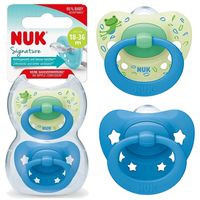 NUK Smoczek uspokajający ortodontyczny silikonowy 18-36m niebieski żabki