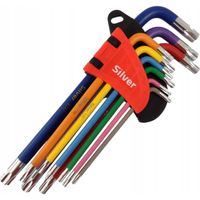 Zestaw kluczy imbusowych TORX T10-T50H 9 el. kolorowe Silver