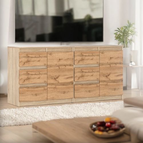 Komoda Szafka Nowoczesna Dab Sonoma Wotan Pojemna Duża 160cm Sypialnia na Arena.pl