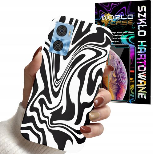 ETUI DO MOTOROLA MOTO E22 / E22i - ABSTRAKCJA ZEBRA MODNE WZORY + SZKŁO na Arena.pl