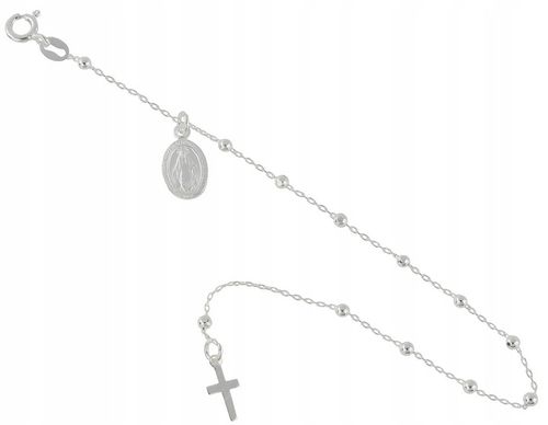 Bransoletka srebrna na rękę różaniec krzyżyk medalik srebro na komunię na Arena.pl