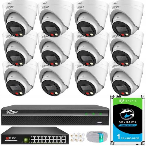 Zestaw Monitoringu DAHUA 12 Kamer 4MPx 2K+ Dual Light 30m Zewnętrzny PoE na Arena.pl