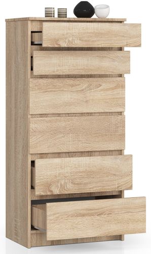 KOMODA K 60 cm 6 SZUFLAD DĄB SONOMA na Arena.pl