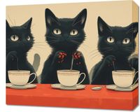 Obraz 60x50cm Czarna Kocia Kawiarenka