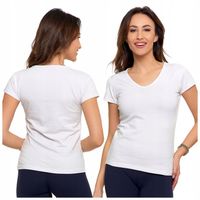 BIAŁY T-SHIRT DAMSKI KOSZULKA Z KRÓTKIM RĘKAWEM BAWEŁNIANA BASIC MORAJ R.XL