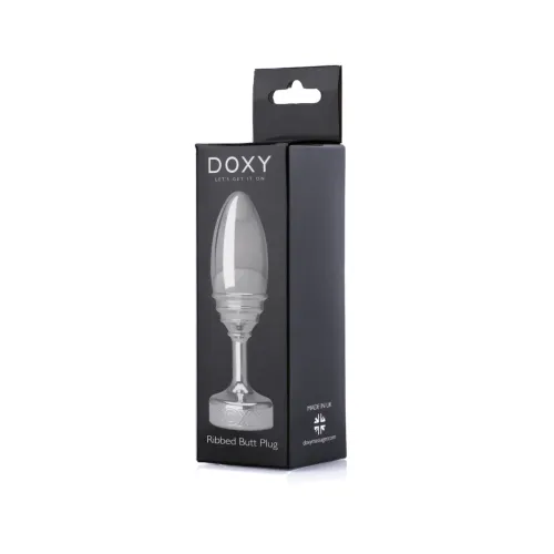 doxy ribbed plug aluminiowy - anatomiczny kształt, 7 cm, srebrny na Arena.pl