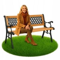 Ławka ogrodowa metalowa ławeczka parkowa czarna cmentarna z oparciem