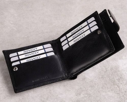skórzany portfel męski z systemem rfid zamykany na zatrzask - rovicky na Arena.pl