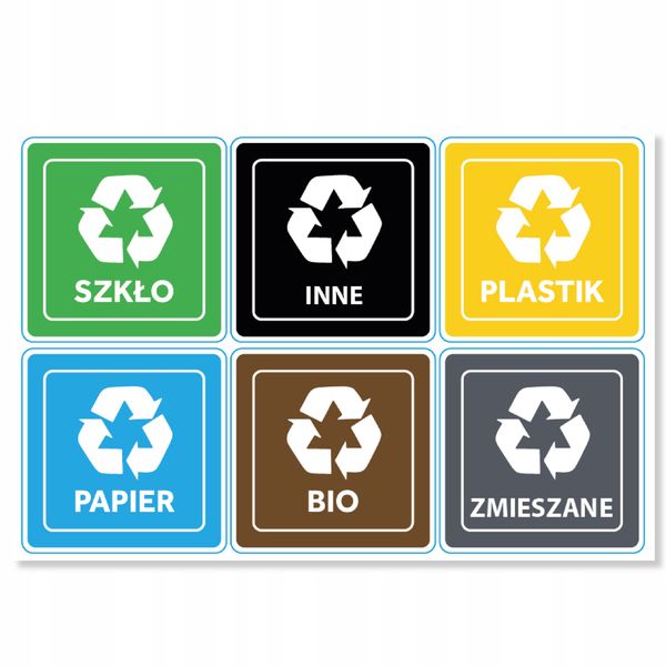 Naklejki segregacjne 9x9 cm KOLOR zdjęcie 1