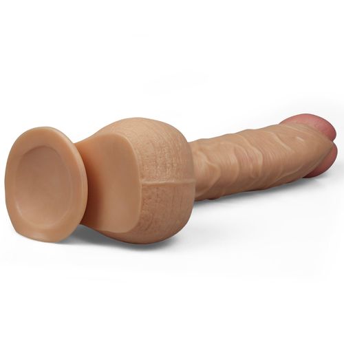Lekko Zakrzywione Cieliste Dildo Z Przyssawką 33Cm na Arena.pl
