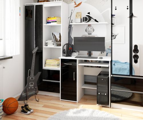 BIURKO JAY 90 cm BIAŁE / CZARNY POŁYSK na Arena.pl