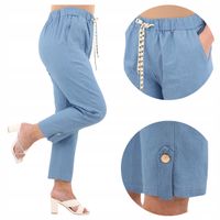 SPODNIE MOM FIT BAWEŁNIANE DUŻE ROZMIARY NA GUMCE LUŹNE OVERSIZE JEANS