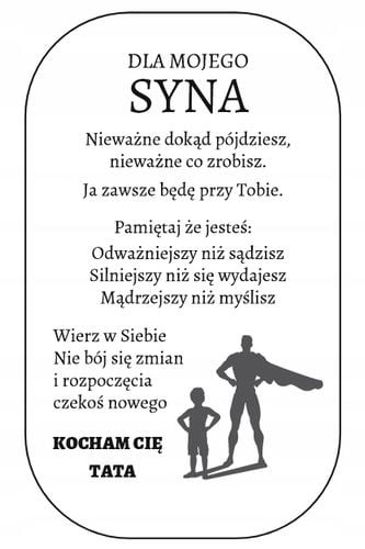 Srebrny Nieśmiertelnik Grawer Prezent dla Syna od Taty Naszyjnik Męski BOX na Arena.pl