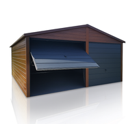 Garaż blaszany dwustanowiskowy 6x5m złoty dąb + ciemny grafit PREMIUM