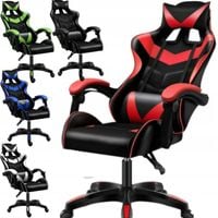 Fotel GAMINGOWY komputerowy OBROTOWY biurowy krzesło gracza + MASAŻ PLECÓW!