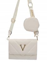 Victoria J. - torebka listonoszka portfelik przeszycia beżowy VJ-954