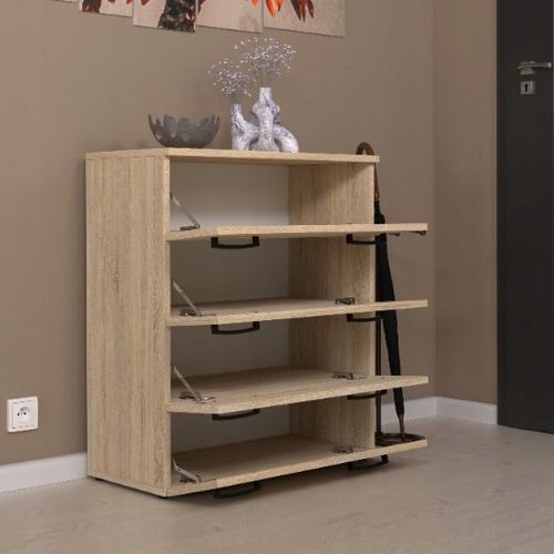 SZAFKA NA BUTY DĄB SONOMA 71x82.9x35 4 PÓŁKI REGAŁ STOJAK BEZ na Arena.pl