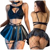 Komplet Bielizny Damskiej Seksowna Bielizna Damska Czarna 6-CZĘŚCIOWA HOT S