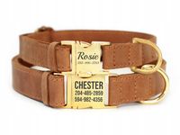 Obroża Dla Psa Skórzana z Grawerem r. M Brązowy