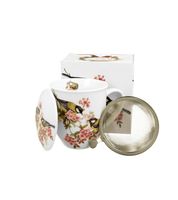 KUBEK Z ZAPARZACZEM POKRYWKĄ DO ZIÓŁ HERBATY DUO SIKORKI NA PREZENT 400 ML