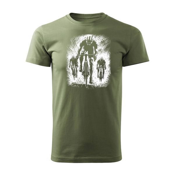 Koszulka z kolarzem kolarz kolarska kolarzami kolarze dla rowerzysty z kolarką rowerem męska khaki REGULAR XXL zdjęcie 1