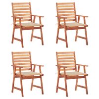 Krzesła ogrodowe z poduszkami, 4 szt., lite drewno akacjowe