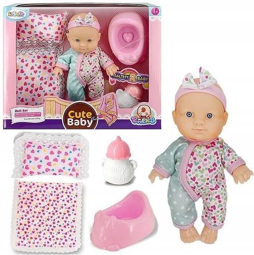LALKA BOBAS W UBRANKU 20CM Z AKCESORIAMI KOŁDERKA NOCNIK BUTELKA na Arena.pl