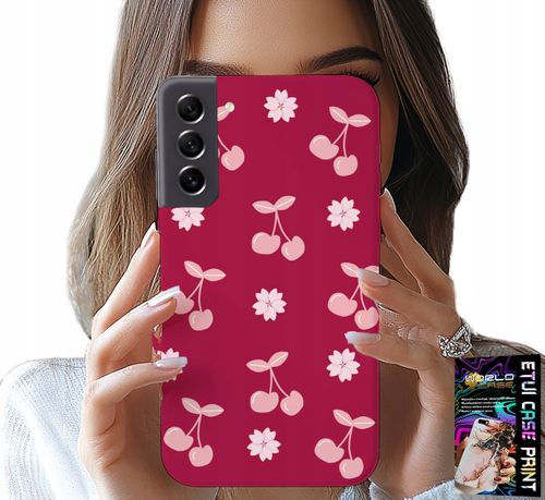 ETUI DO SAMSUNG GALAXY S21 FE - WISIENKI, WIŚNIE NA BORDOWYM TLE + FOLIA na Arena.pl