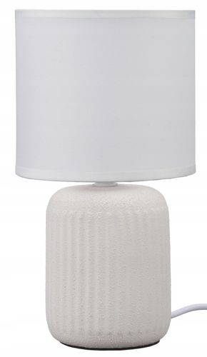 Lampka nocna z abażurem biała ceramiczna ryflowana DION D1 na Arena.pl