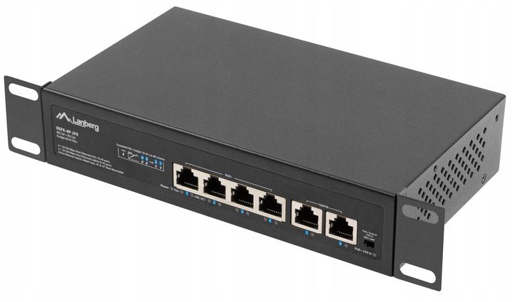 SWITCH LANBERG 4X 100MB POE+/2X RACK 60W 10' 19' zdjęcie 6