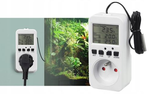 TERMOSTAT TIMER CYFROWY REGULATOR TEMPERATURY GNIAZDO SIECI 230V max. 3680W na Arena.pl