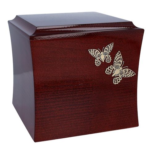 Urna z motylami symboliczna urna kremacyjna wykonana z drewna na Arena.pl