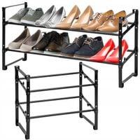 PÓŁKA NA BUTY ROZSUWANA stojak regał metalowy 2 POZIOMY szeroki LOFT czarny