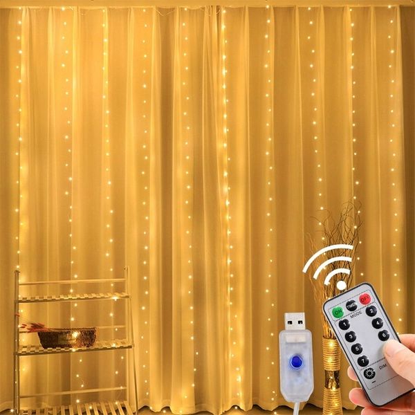 Kurtyna LED USB 5V 300LED 3x3m + pilot biała ciepła zdjęcie 16