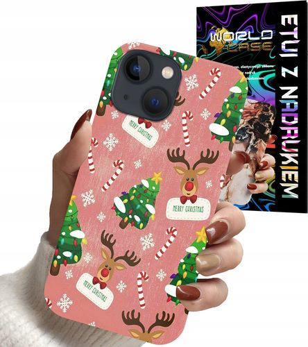 ETUI CASE DO IPHONE 14 - ŚWIĄTECZNE WZORY NA ŚWIĘTA RENIFER CHOINKA na Arena.pl