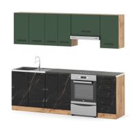 Kuchnia Nowoczesna Modułowa Mokka 2.4m Wotan Butelkowa Zieleń San Sebastian