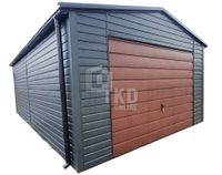 Garaż Blaszany 4x6 - Brama - ciemny brąz + Antracyt - Rynny  TKD156