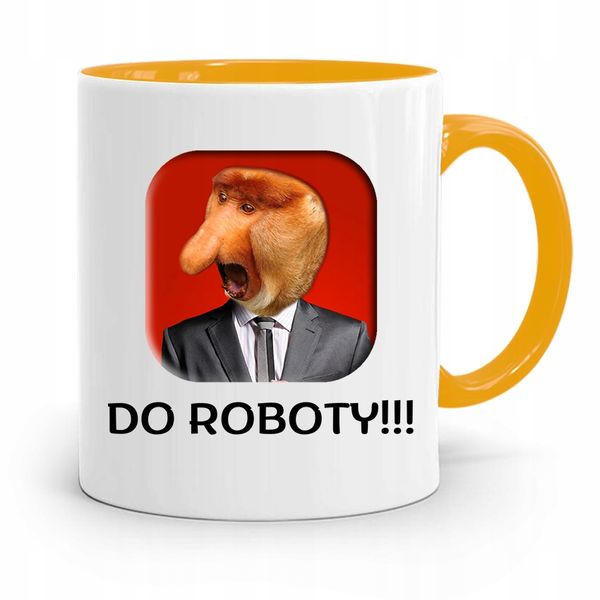 Kubek Żółty Nosacz Janusz Polak Do Roboty Prezent Z Nadrukiem Ze Zdjęciem zdjęcie 1