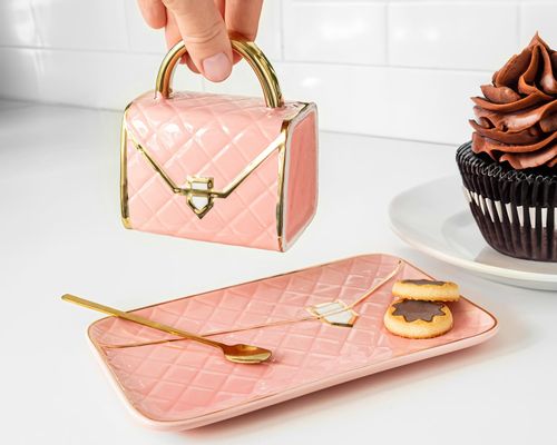 Zestaw Kubek Torebka z Podstawką i Łyżeczką - Różowy na Arena.pl