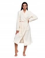 Szlafrok Damski Długi Ciepły Gruby z Wiązaniem Prezent ECRU MORAJ S