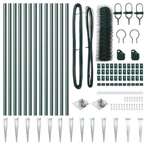 Ogrodzenie z słupkami Zielony 0.6 x 25 m Stal pokryta PCV na Arena.pl