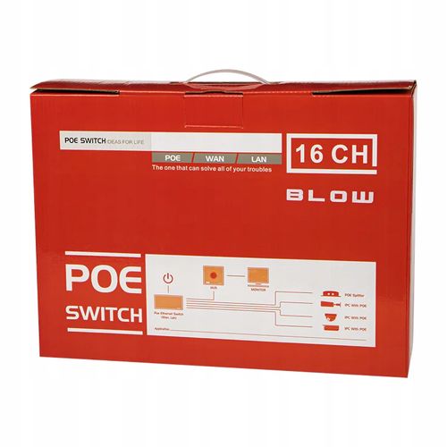 SWITCH POE DO KAMER IP 16xPOE 240Mbps 2xUpLINK 240W Extend mode MDI na Arena.pl