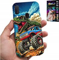 ETUI DO SAMSUNG GALAXY A20E -DINOZAUR W MONSTERTRUCKU WZORY DLA DZIECI