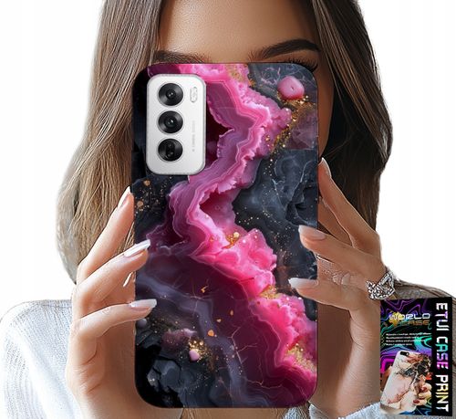 ETUI DO OPPO RENO12 5G - RÓŻOWY MARMUREK PLECKI, MODNE WZORY na Arena.pl