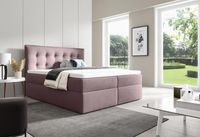 Stylowe łóżko kontynentalne z pojemnikiem na pościel do sypialni FOCUS różowe 160x200