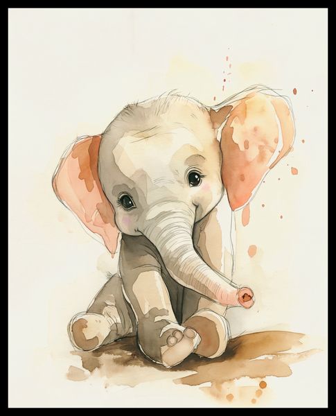 Plakat 40x50cm Siwy Słonik zdjęcie 2