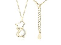 POZŁACANY SREBRNY NASZYJNIK KOTEK KOT CYRKONIE