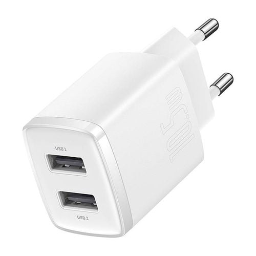 ładowarka sieciowa baseus compact quick charger, 2x usb, 10.5w (biała) na Arena.pl