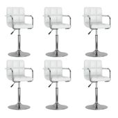 Obrotowe krzesła stołowe, 6 szt., białe, sztuczna skóra