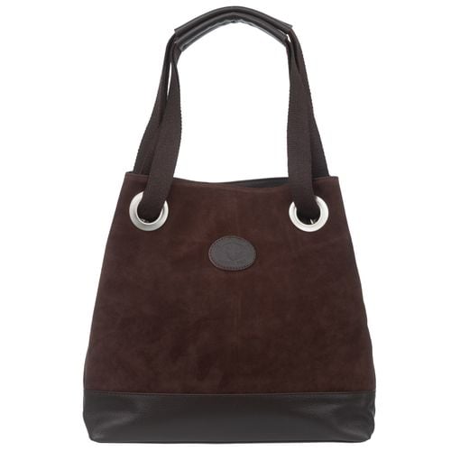 VERA PELLE torebka zamszowa shopper z parcianymi rączkami V707 c.brązowa na Arena.pl